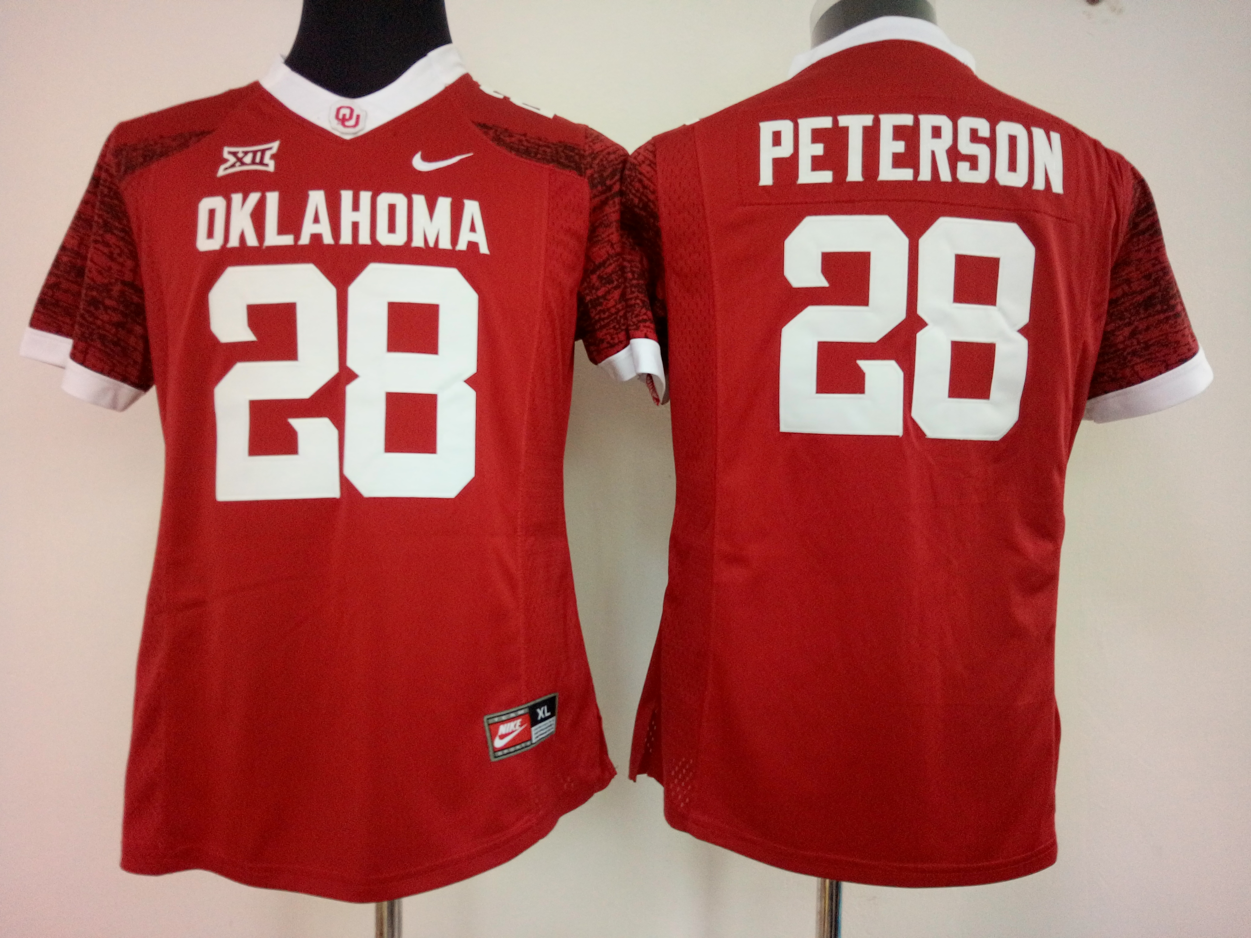 NCAA Womens Oklahoma Sooners Red 28 peterson jerseys